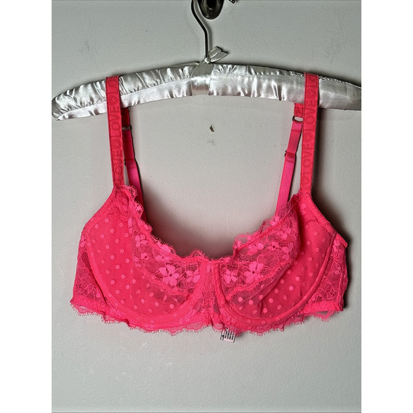 Victoria's Secret Dream Angels Push Up Bra 38C Balconette Lace Hot Pink - Picture 1 of 8